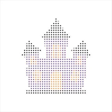 Minimalist Halftone Dot Pattern Illustration of a Spooky Halloween Castle. Stock Illustration