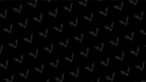 Minimalist Halloween bat pattern on black background seamless dark texture. Stock Illustration