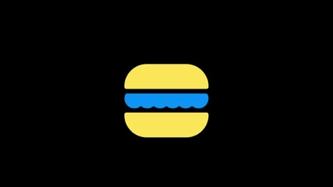 Minimalist Hamburger Icon with Bold Yellow and Blue Color Palette Stock Footage 341917830