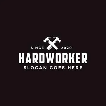 Minimalist Hammer logo icon vector template on black background Stock Illustration