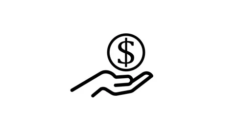 Minimalist hand animation catching falling dollar coin on white background. Stock-Footage 337443800