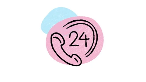 Minimalist Hand Drawn Animated 24 Hours Customer Phone Support Service Icon  Stock Footage 343595747