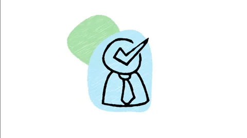 Minimalist Hand Drawn Animated Approved Businessman Check Mark Icon 動画素材 343286992