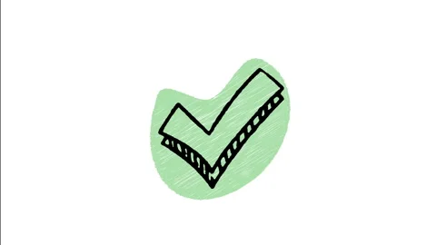 Minimalist Hand Drawn Animated Approved Check Mark Success Tick Icon  動画素材 343595936