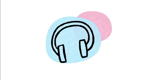 Minimalist Hand Drawn Animated Audio Headphones Headset Icon Video stock 343298158