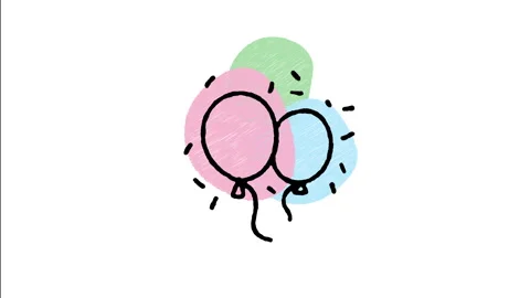 Minimalist Hand Drawn Animated Balloon Icon Stock Footage 343280531