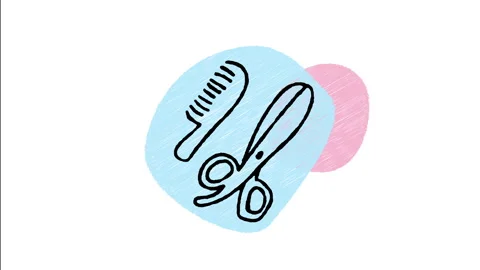 Minimalist Hand Drawn Animated Barber Hair Scissors Comb Salon Tool Icon  Stock Footage 343595530