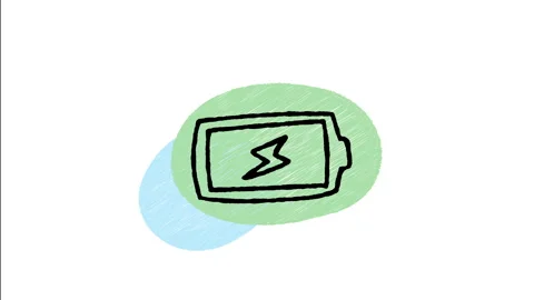 Minimalist Hand Drawn Animated Battery Charging Lightning Icon Stock Footage 343296339