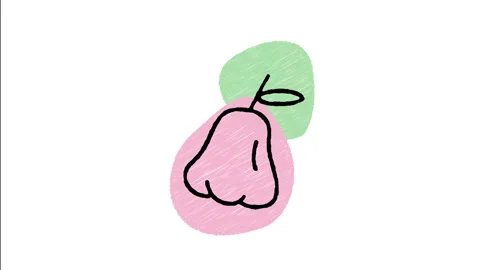 Minimalist Hand Drawn Animated Bell Shaped Pink Rose Apple Fruit Icon Stock Footage 343305025
