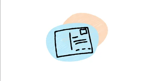 Minimalist Hand Drawn Animated Blank Mail Postcard Envelope Wiggle  Stock Footage 343889308