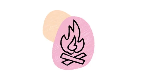 Minimalist Hand Drawn Animated Campfire Bonfire Wood Flames Icon Stock Footage 343296380