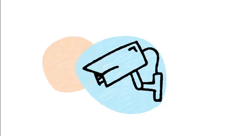 Minimalist Hand Drawn Animated CCTV Surveillance Camera Security Wiggle Stock Footage 343887996