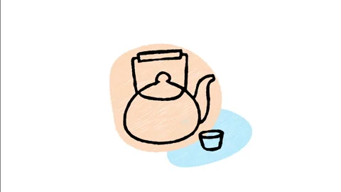 Minimalist Hand Drawn Animated Ceramic Chinese Teapot Tea Cup Wiggle  Stock Footage 343892000