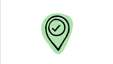 Minimalist Hand Drawn Animated Check In Map Pin Location Icon  Stock Footage 343601022