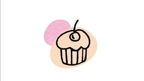 Minimalist Hand Drawn Animated Cherry Cupcake Frosting Icon Stock Footage 343292841