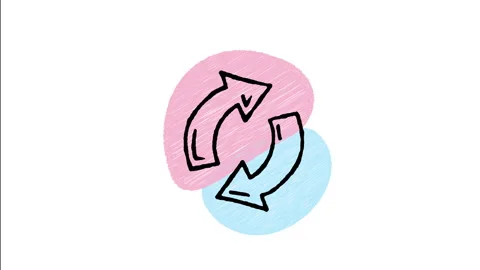 Minimalist Hand Drawn Animated Circular Refresh Synchronize Arrows Icon  Stock Footage 343597246