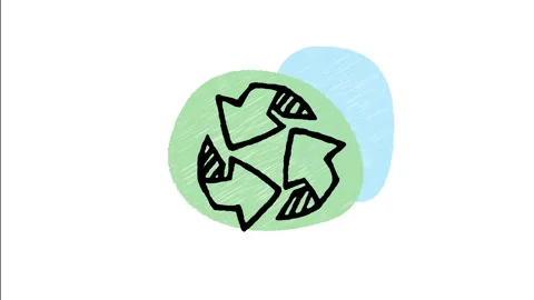 Minimalist Hand Drawn Animated Classic Triangular Recycling Arrows Icon Stock Footage 343300962