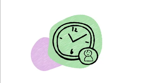 Minimalist Hand Drawn Animated Clock Person Schedule Timer Icon Stock-Footage 343292380