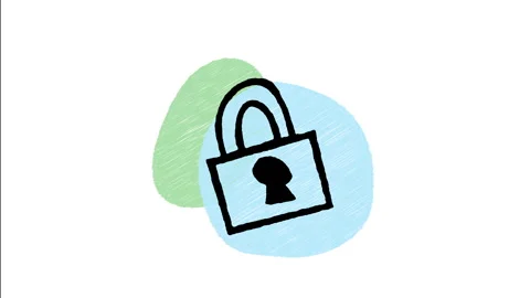 Minimalist Hand Drawn Animated Closed Security Key Padlock Lock Icon Stock Footage 343301971