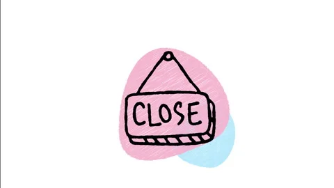 Minimalist Hand Drawn Animated Closed Store Door Hanging Plaque Icon Stock Footage 343596105