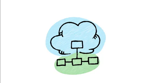 Minimalist Hand Drawn Animated Cloud Data Sharing Network Icon  Stock Footage 343596386