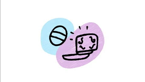 Minimalist Hand Drawn Animated Compact Powder Mirror Puff Makeup Case Icon  Stock Footage 343595595