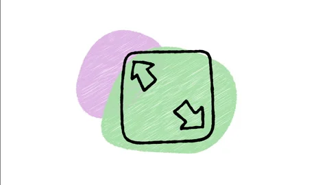 Minimalist Hand Drawn Animated Corner Arrows Scale Resize Icon Video stock 343294797