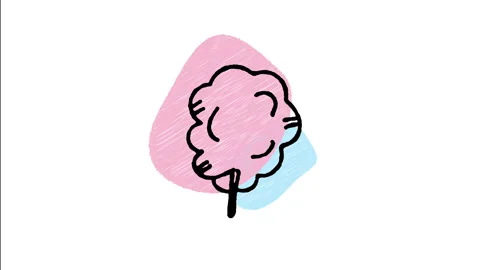 Minimalist Hand Drawn Animated Cotton Candy Icon Stock Footage 343280896
