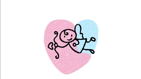 Minimalist Hand Drawn Animated Cupid Angel Flying Love Arrow Icon  Stock Footage 343598882