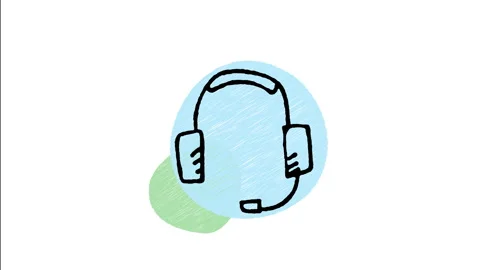 Minimalist Hand Drawn Animated Customer Service Headset Operator Icon  Video stock 343595958