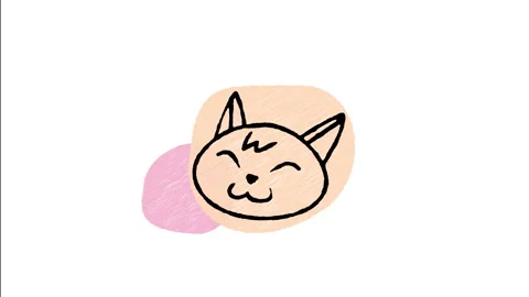 Minimalist Hand Drawn Animated Cute Kitty Cat Face Head  Vídeo Stock 343601736