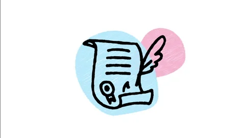 Minimalist Hand Drawn Animated Declaration Ribbon Quill Wiggle  Stock Footage 343888929