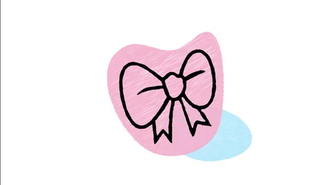 Minimalist Hand Drawn Animated Decorative Ribbon Bow Gift Hair Accessory Icon  Stock Footage 343595448