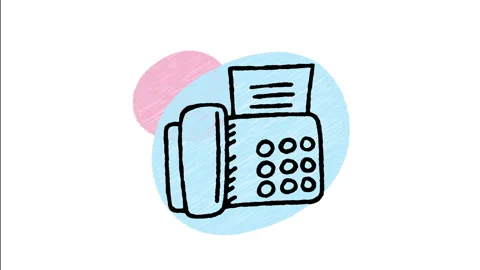 Minimalist Hand Drawn Animated Desktop Fax Machine Office Phone Icon  Stock Footage 343595989