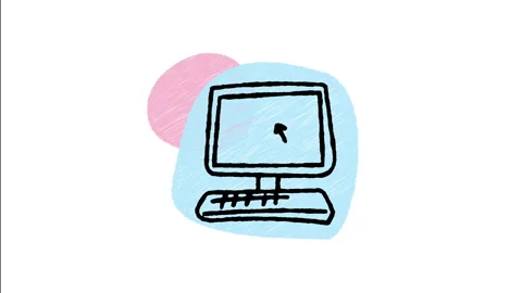 Minimalist Hand Drawn Animated Desktop PC Workstation Computer Icon  Stock Footage 343596444