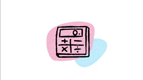 Minimalist Hand Drawn Animated Digital Math Desk Calculator Icon 库存影片 343301407