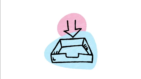 Minimalist Hand Drawn Animated Document Inbox Tray Down Arrow Icon  Stock Footage 343595984