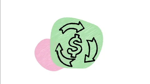 Minimalist Hand Drawn Animated Dollar Currency Cycle Icon Stock Footage 343286162