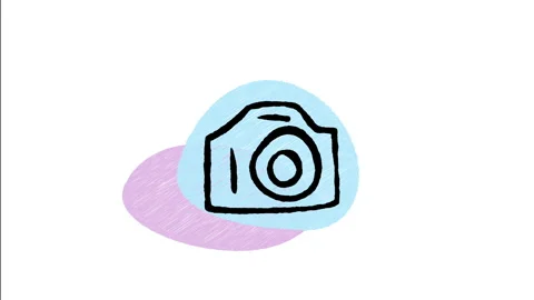 Minimalist Hand Drawn Animated DSLR Camera Lens Body Icon Stock Footage 343294385