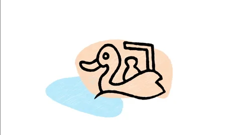 Minimalist Hand Drawn Animated Duck Pedal Boat Icon Stock Footage 343281034