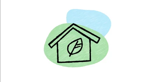 Minimalist Hand Drawn Animated Eco Friendly Home Green Leaf Icon Stock Footage 343299704
