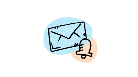 Minimalist Hand Drawn Animated Email Envelope Notification Bell Alert Icon  Stock Footage 343595997