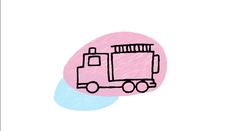 Minimalist Hand Drawn Animated Emergency Rescue Fire Truck Engine Icon  Vídeo Stock 343604953
