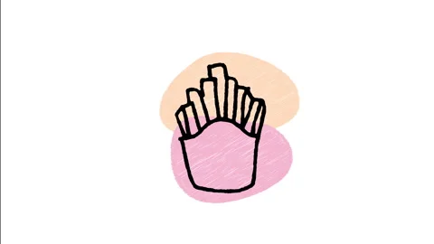 Minimalist Hand Drawn Animated Fast Food Crispy French Fries Carton Icon Stock Footage 343302910