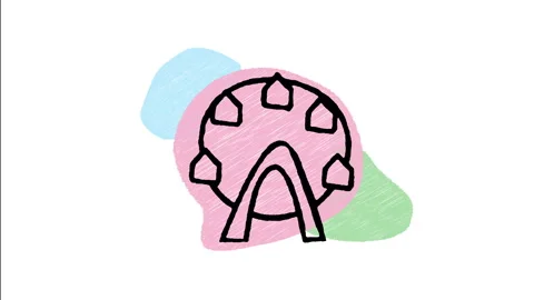 Minimalist Hand Drawn Animated Ferris Wheel Icon Stock Footage 343281126