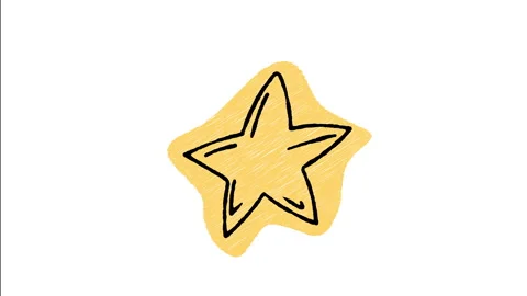 Minimalist Hand Drawn Animated Five Pointed Star Favorite Rating Icon  Stock Footage 343597601
