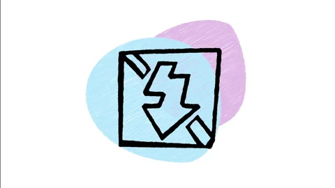 Minimalist Hand Drawn Animated Flash Disabled Lightning Slash Icon Stock Footage 343295202