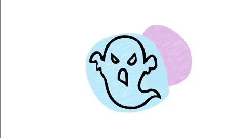Minimalist Hand Drawn Animated Floating Ghost Spirit Apparition Wiggle Stock Footage 343890822