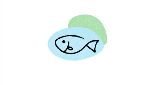 Minimalist Hand Drawn Animated Fresh Water Sea Fish Silhouette Icon Stock Footage 343302819
