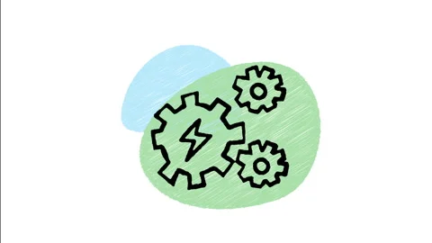 Minimalist Hand Drawn Animated Gear Cog Green Leaf Eco Icon Stock Footage 343296715